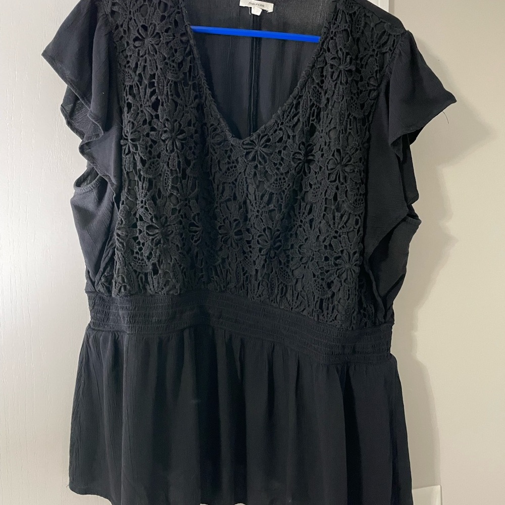 Black w crochet blouse
